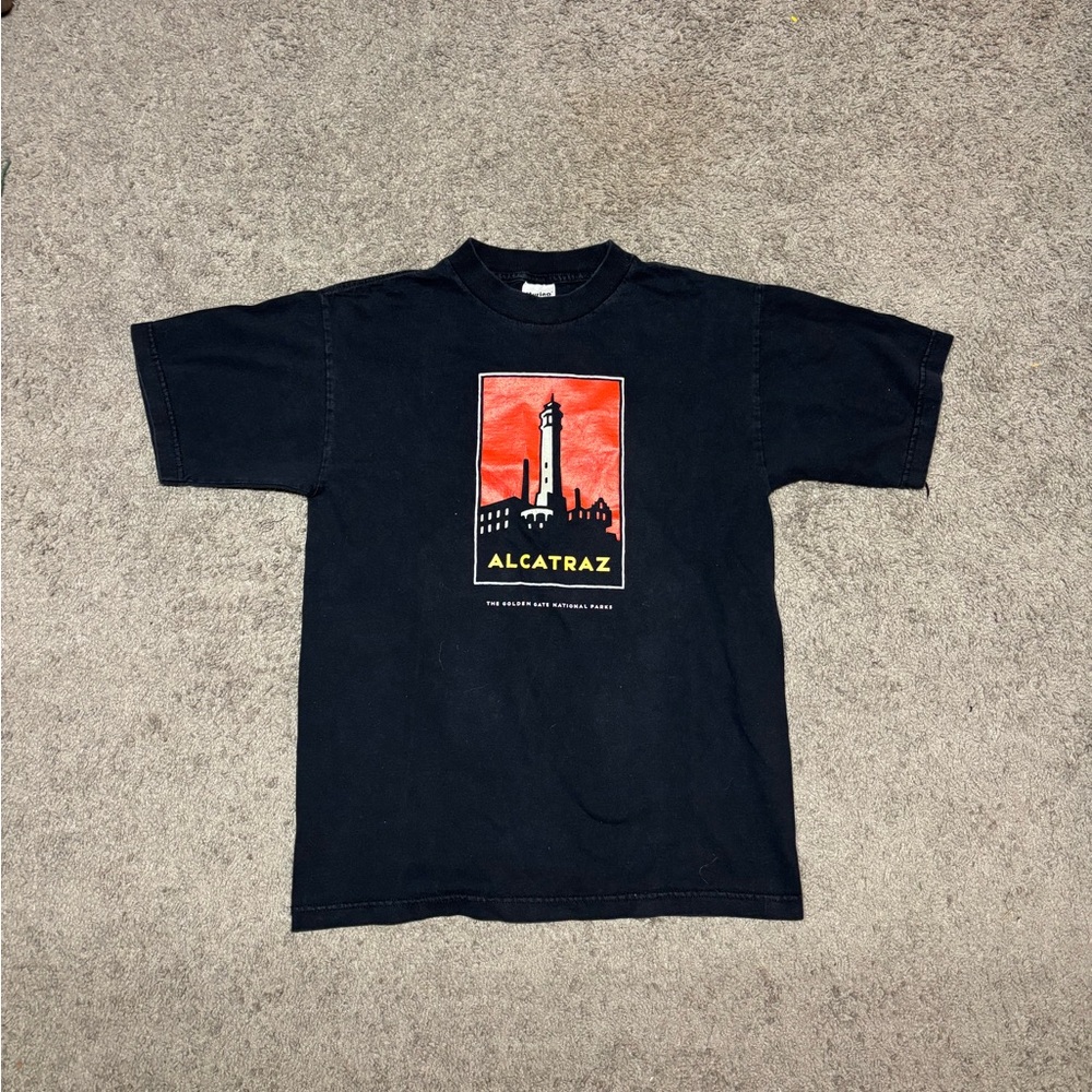 Alcatraz Graphic T-Shirt in Black and Red